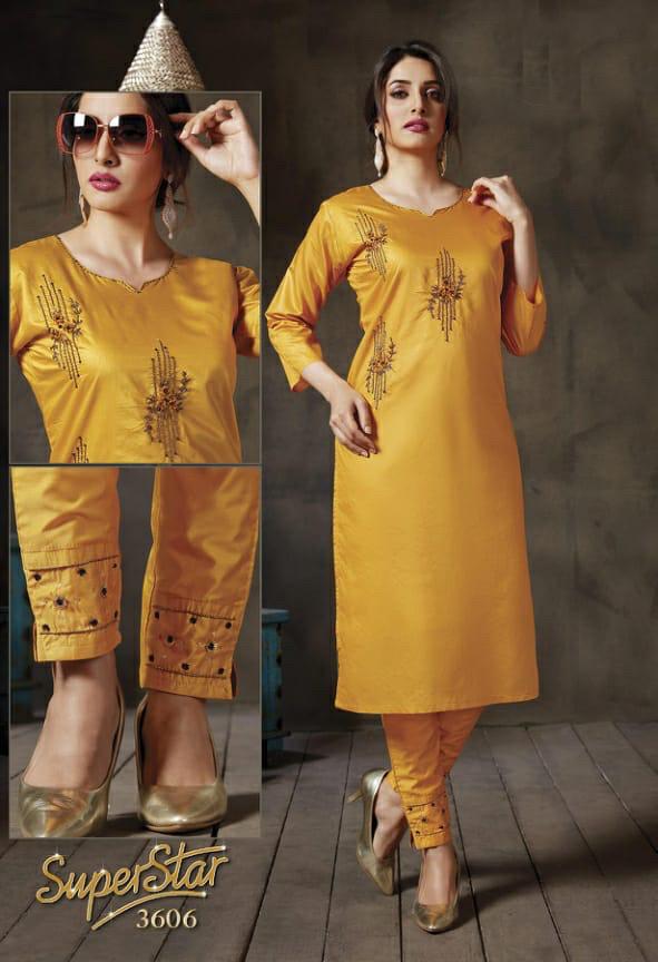 Superstar 2 Fancy Ethnic Wear Silk Designer Kurti With Bottom Collection